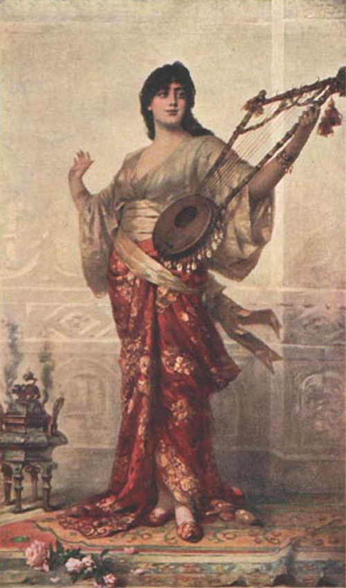 oriental woman with harp