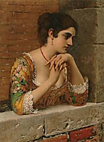 Venetian Beauty on Balcony - Von Blaas