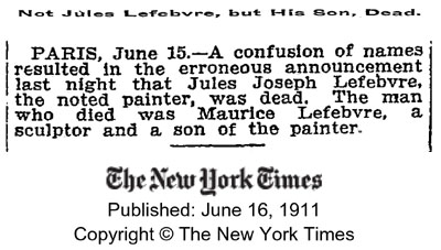 Son of Jules-Joseph Lefebvre dies