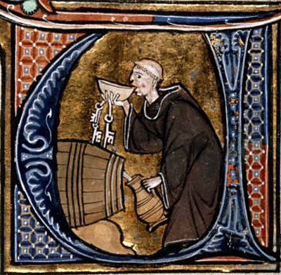 monk tasting wine