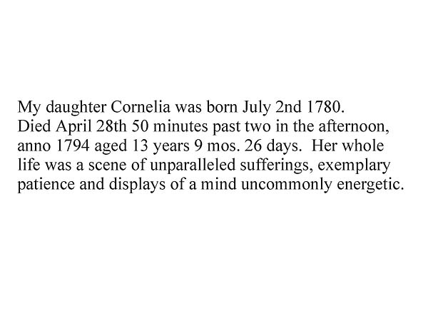 Daughter Cornelia Dies
