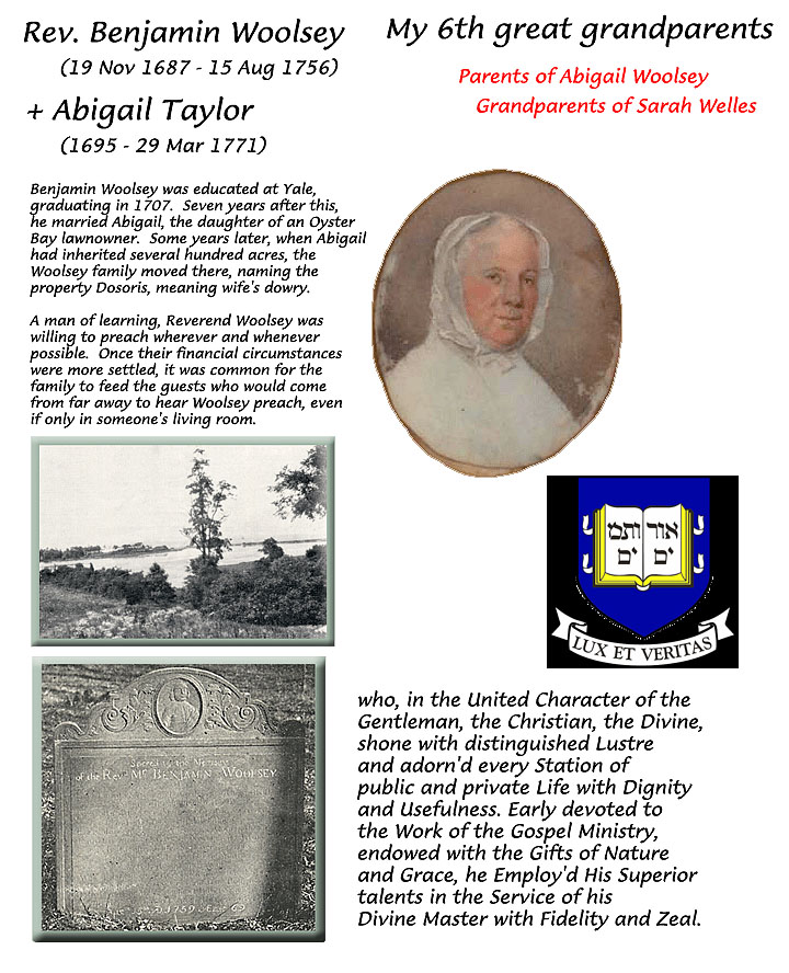 Reverend Benjamin Woolsey and Abigail Taylor